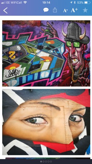 Screenshot from Walk Run Cycle Birmingham showing graffiti